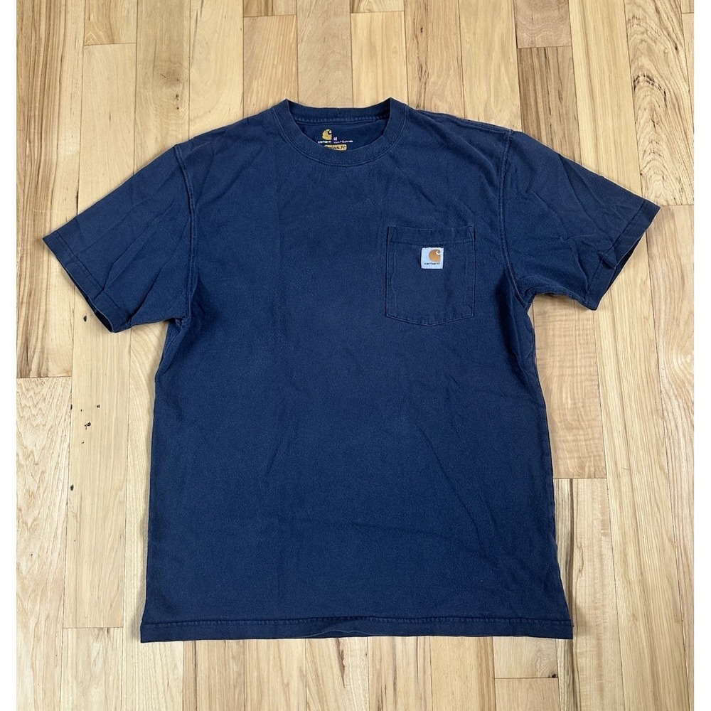 Carhartt K87 NVY Mens Medium Navy Blue Pocket T-Shirt Original Fit Short Sleeve